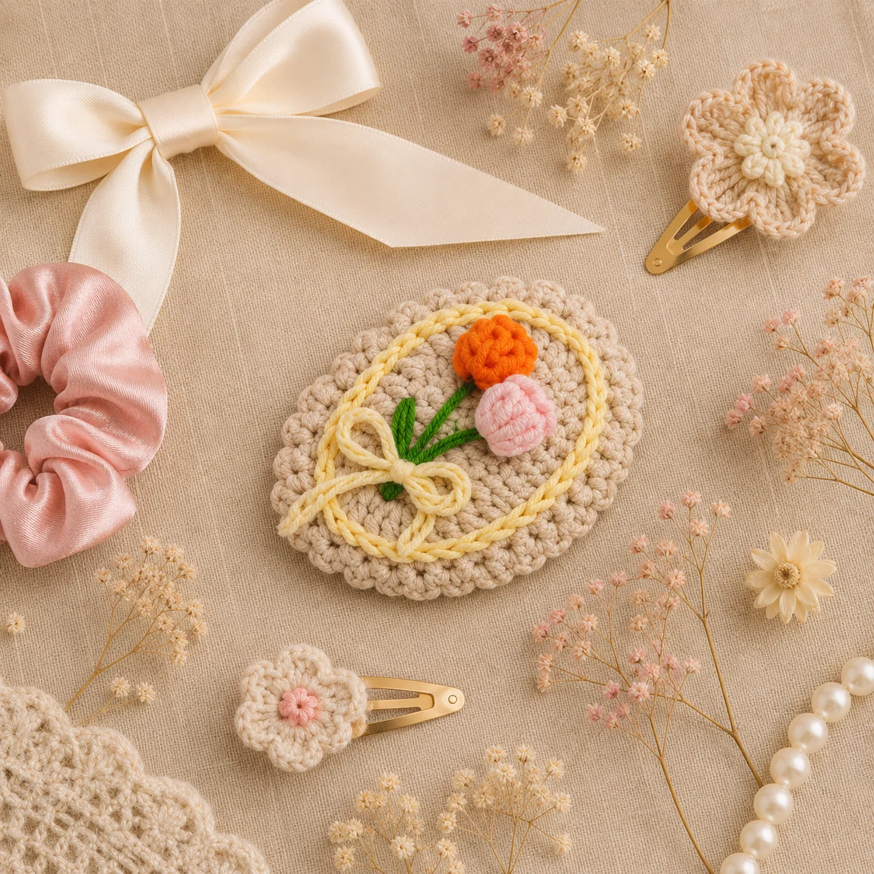 barrette crochet tulipes – collection flora barrette crochet tulipes – collection flora