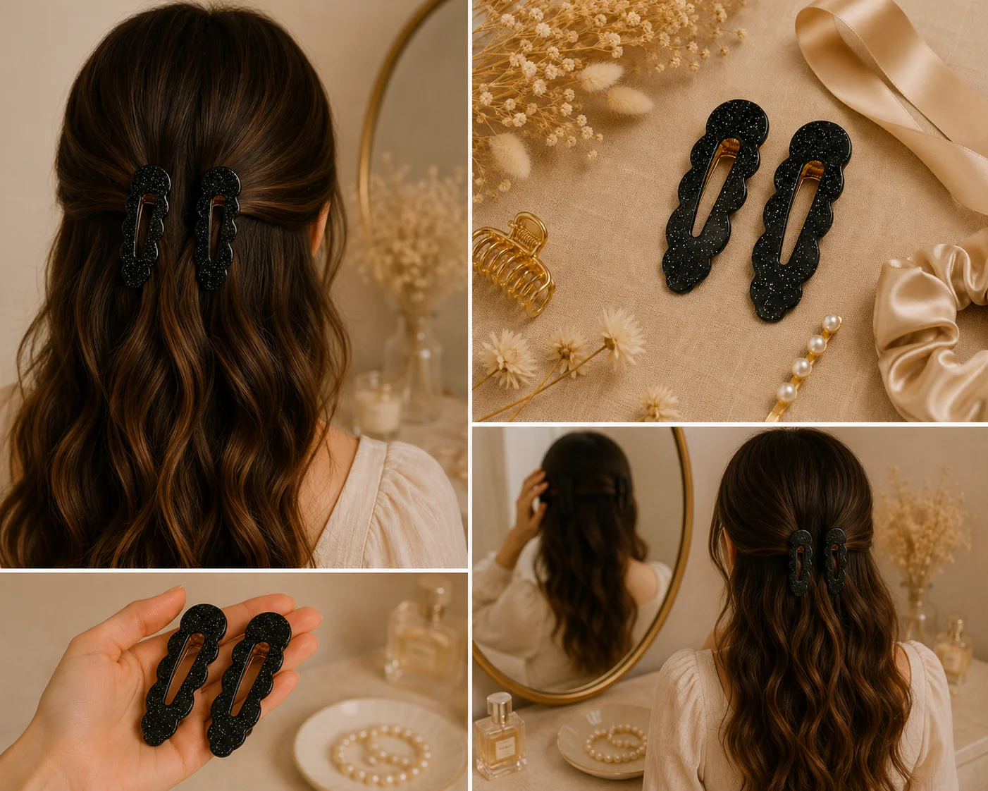 pinces à cheveux nacrée nuit Étoilée – collection nacrée pinces à cheveux nacrée nuit Étoilée – collection nacrée