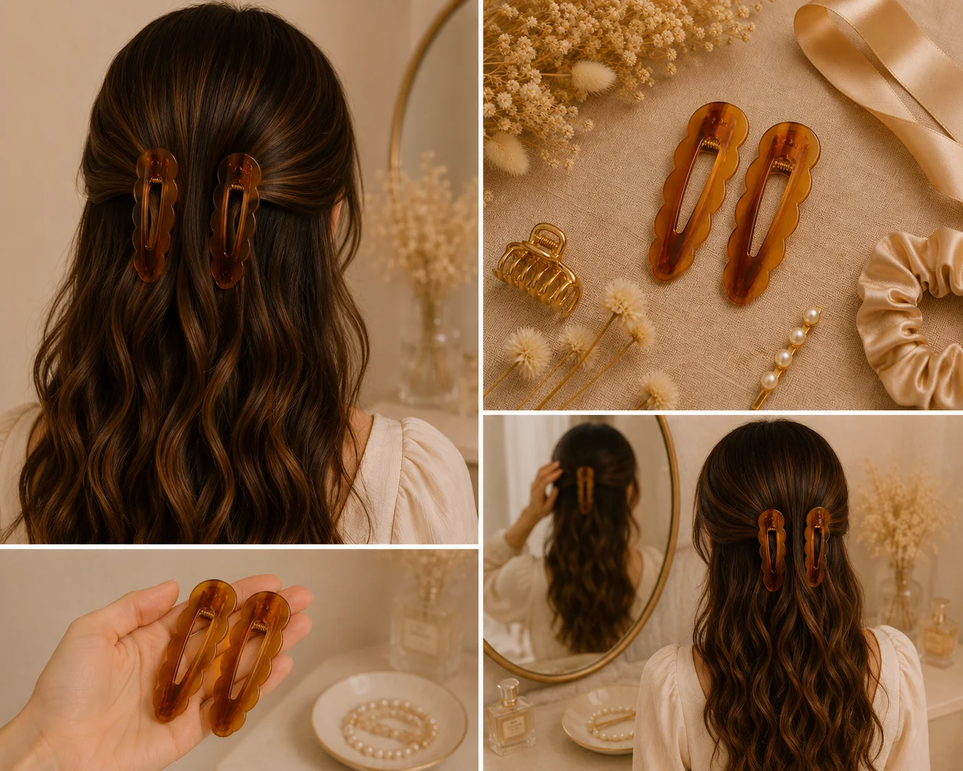 pince à cheveux nacrée ambre doré – collection nacrée pince à cheveux nacrée ambre doré – collection nacrée